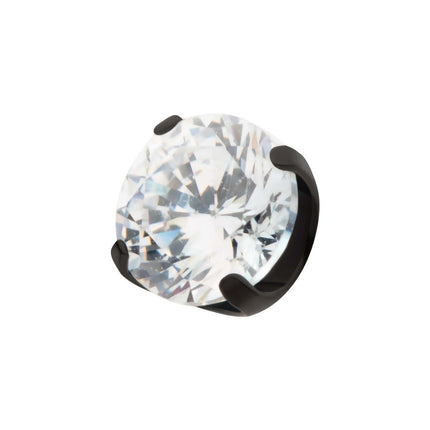 Invictus Black PVD Titanium Internally Threaded 4-Prong CZ Front Facing Top