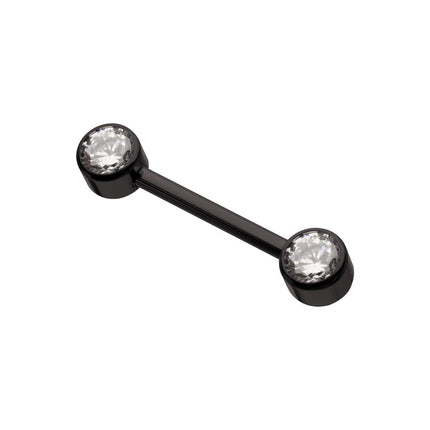 Invictus Black PVD Titanium Internally Threaded Bezel Set Gem End Nipple Barbell (One Side Fixed, One Side Internally Threaded ) | Sold by piece