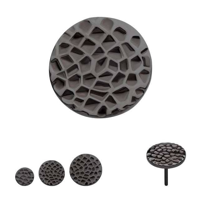 Invictus Black PVD Titanium Threadless Hammered Disk Top