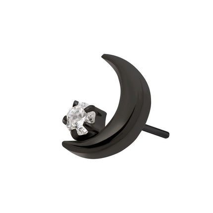 Invictus Black PVD Titanium Threadless Crescent Moon with CZ/Opal Top