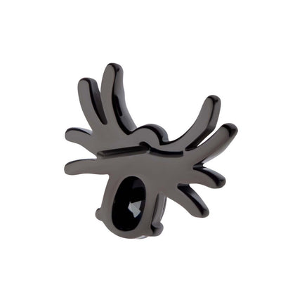 Invictus Black PVD Titanium Threadless Prong Set Oval Gem Spider Top