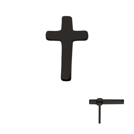 Invictus Black PVD Titanium Threadless Cross Top