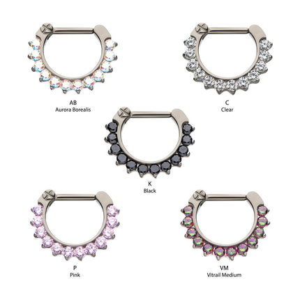 Invictus Titanium 12-Cluster CZ/Opal Septum Clickers
