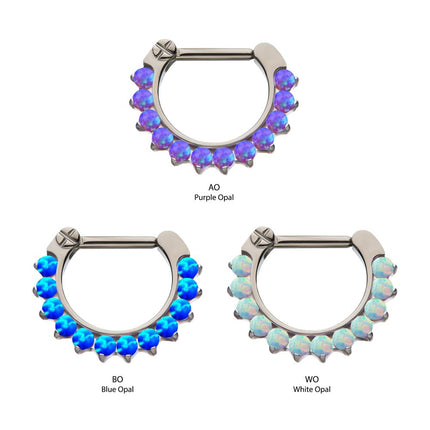Invictus Titanium 12-Cluster CZ/Opal Septum Clickers