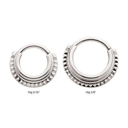 Invictus Titanium Terraced Triple Stack with Pyramid Stud Front Facing Hinged Segment Clicker