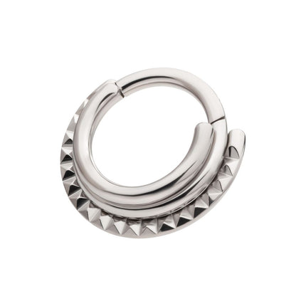 Invictus Titanium Terraced Triple Stack with Pyramid Stud Front Facing Hinged Segment Clicker