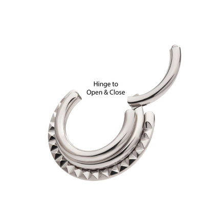Invictus Titanium Terraced Triple Stack with Pyramid Stud Front Facing Hinged Segment Clicker