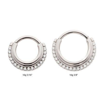 Invictus Titanium Triple Stacked Front Facing Hinged Segment Clicker with CNC Set 1mm Full Clear CZ