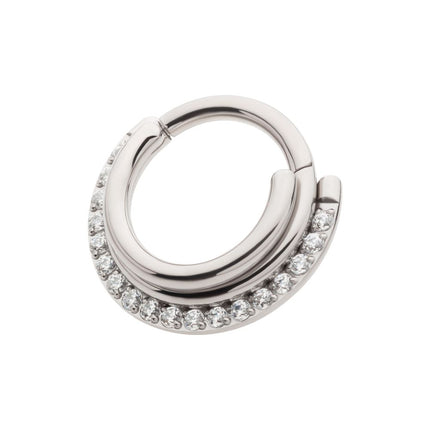 Invictus Titanium Triple Stacked Front Facing Hinged Segment Clicker with CNC Set 1mm Full Clear CZ