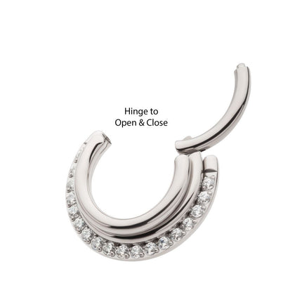 Invictus Titanium Triple Stacked Front Facing Hinged Segment Clicker with CNC Set 1mm Full Clear CZ
