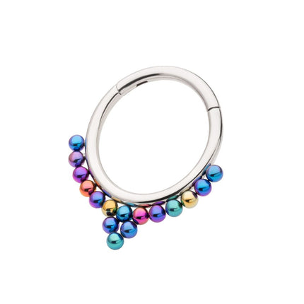Invictus Titanium Front Facing Hinged Segment Clicker with 16 Cluster Anodized Balls