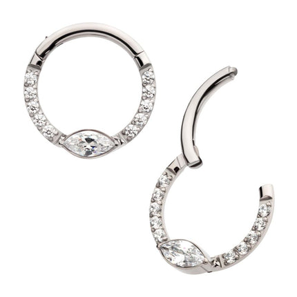 Invictus Titanium Eye CZ Front Facing Hinged Segment Clicker with CNC Set Round CZ