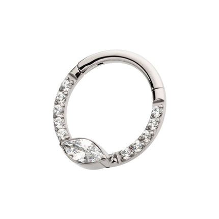 Invictus Titanium Eye CZ Front Facing Hinged Segment Clicker with CNC Set Round CZ