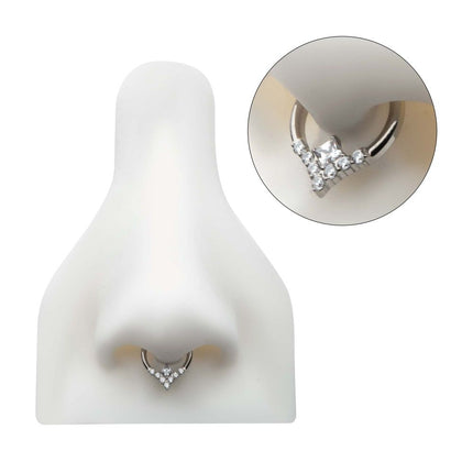 Invictus Titanium Clustered Prong Set Round CZ with Center Princess Gem Front Facing Hinged Segment Clicker