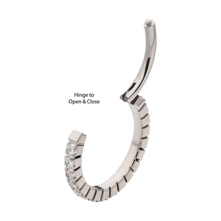 Invictus Titanium with Prong Set Full Clear CZ Side Facing Hinged Segment Clicker