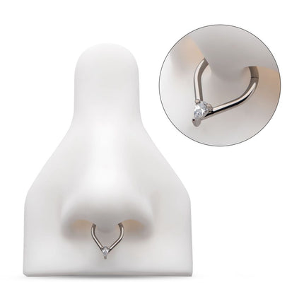 Invictus Titanium with Prong Set Teardrop CZ/Opal Front Facing Hinged Segment Clicker