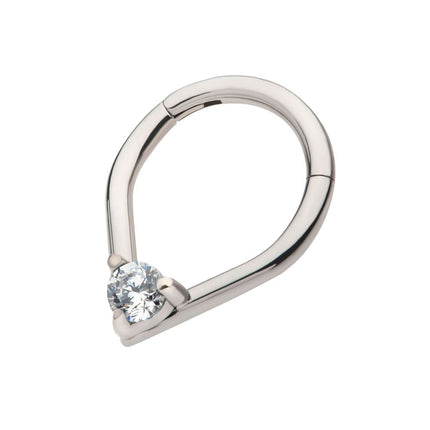 Invictus Titanium with Prong Set Round CZ/Opal Front Facing Hinged Segment Clicker