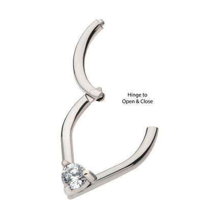 Invictus Titanium with Prong Set Round CZ/Opal Front Facing Hinged Segment Clicker