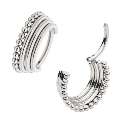 Invictus Titanium Quadruple Stacked Side Facing Hinged Segment Clicker with Clustered Beads