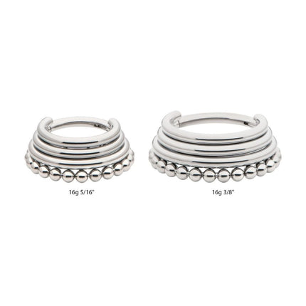Invictus Titanium Quadruple Stacked Side Facing Hinged Segment Clicker with Clustered Beads