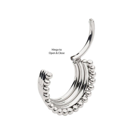 Invictus Titanium Quadruple Stacked Side Facing Hinged Segment Clicker with Clustered Beads