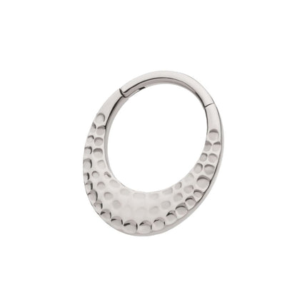 Invictus Titanium Hammered Round Shape Front Facing Hinged Segment Clicker