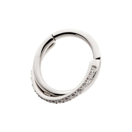 Invictus Titanium Double Hoop Side Facing Hinged Segment Clicker with CNC Set Round CZ