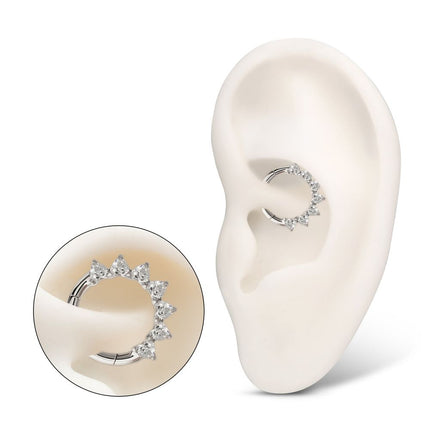 Invictus Titanium Seven Heart-Cut Gem Front Facing Hinged Segment Clicker