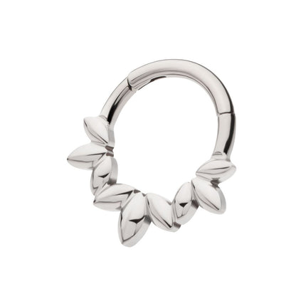 Invictus Titanium Clustered 3-Petal Flower Front Facing Hinged Segment Clicker