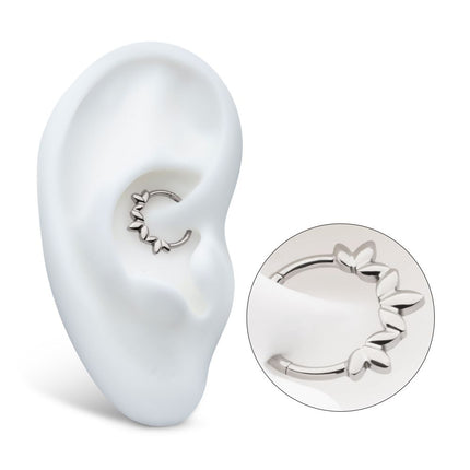 Invictus Titanium Clustered 3-Petal Flower Front Facing Hinged Segment Clicker