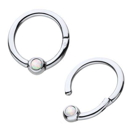Invictus Titanium White Opal Hinged Segment Ring
