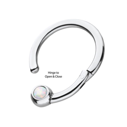 Invictus Titanium White Opal Hinged Segment Ring