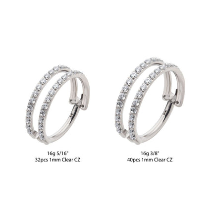Invictus Titanium Double Row Full Clear CZ Side Facing Hinged Segment Clicker
