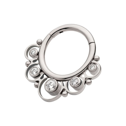 Invictus Titanium Beads & 5-Bezel Set Gem Front Facing Hinged Segment Clicker