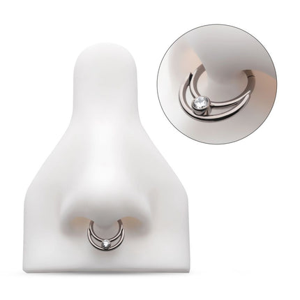 Invictus Titanium Double Hoop with Round Bezel Set Gem/Opal Front Facing Hinged Segment Clicker