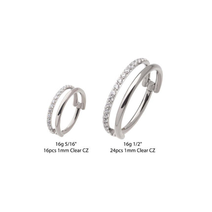 Invictus Titanium Side Facing Hinged Segment Clicker with Single Hoop Full Clear CNC Set Round CZ