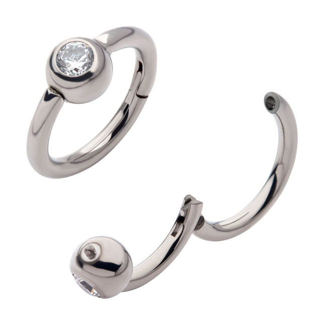 Invictus Titanium Bezel Set Round Gem Side Facing Hinged Segment Clicker