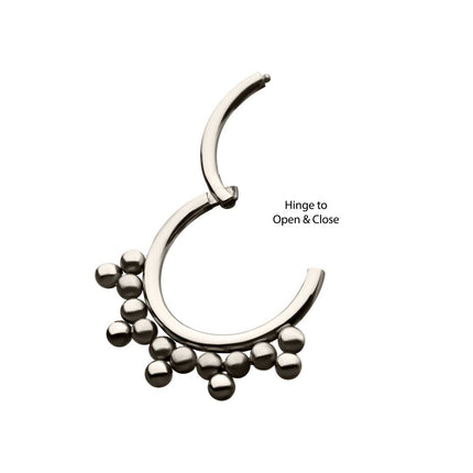 Invictus Titanium with 5 Cluster Trio Beads Front Facing Hinged Segment Clicker