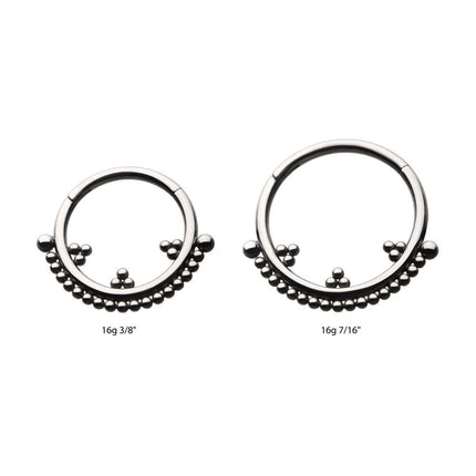 Invictus Titanium Trio Beaded Cluster Front Facing Hinged Segment Clicker