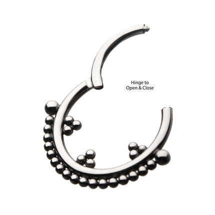 Invictus Titanium Trio Beaded Cluster Front Facing Hinged Segment Clicker
