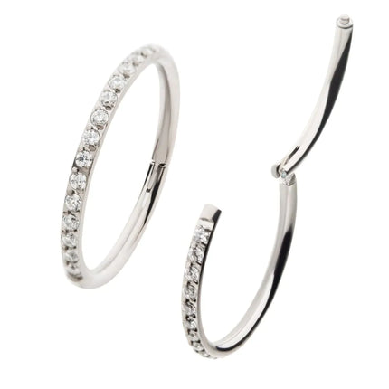 Invictus Titanium with 1mm CNC Set Clear CZ Eternity Gem Side Facing Hinged Segment Clicker