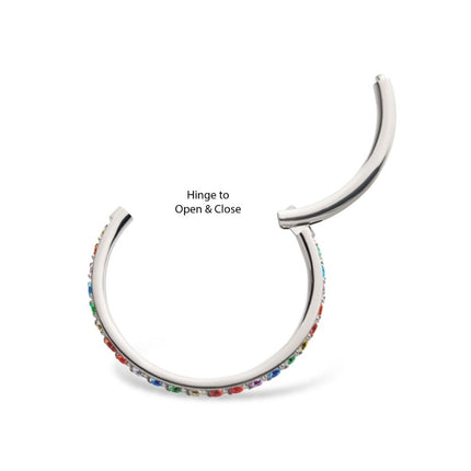 Invictus 1mm CNC Set Rainbow Eternity CZ Titanium Side Facing Hinged Segment Clicker