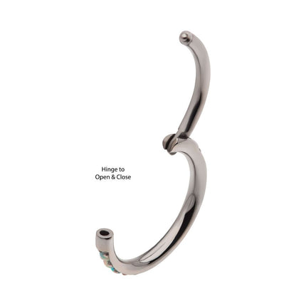 Invictus 1mm CNC Set White Opal Eternity Gem Titanium Side Facing Hinged Segment Clicker