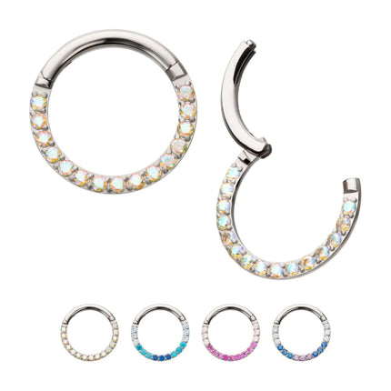 Invictus Titanium Front Facing Hinged Segment Clicker with CNC Set 1mm Ombre Fade Gem