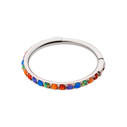 Invictus 1mm CNC Set Rainbow Opal Eternity Gem Titanium Side Facing Hinged Segment Clicker