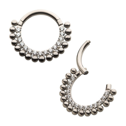 Invictus Titanium 16-Beaded Prong Set Clear CZ Front Facing Hinged Segment Clicker