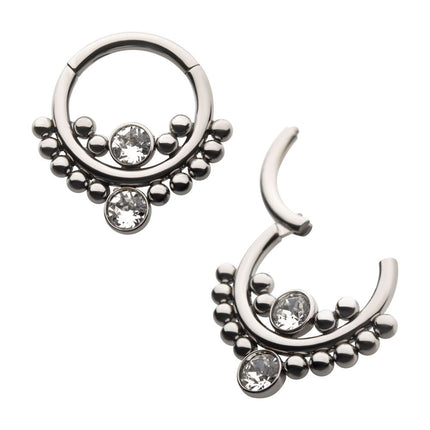 Invictus Titanium Bezel Set Swarovski Crystal Cluster Beads Front Facing Hinged Segment Clicker