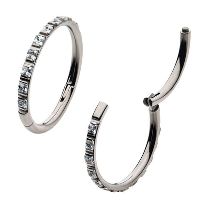 Invictus Titanium with 1mm Square Clear AAA CZ Side Facing Hinged Segment Clicker