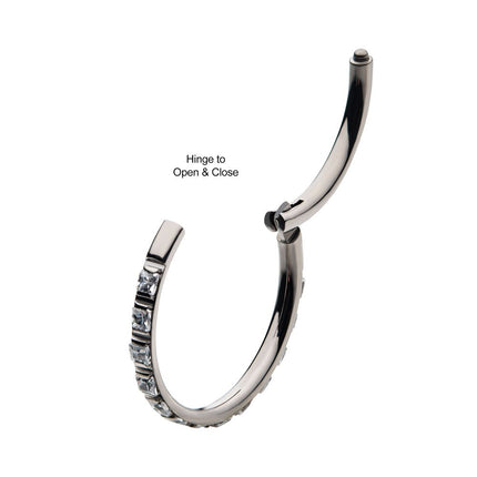 Invictus Titanium with 1mm Square Clear AAA CZ Side Facing Hinged Segment Clicker