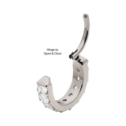 Invictus Titanium with Channel Set Princess Gem Side Facing Hinged Segment Clicker